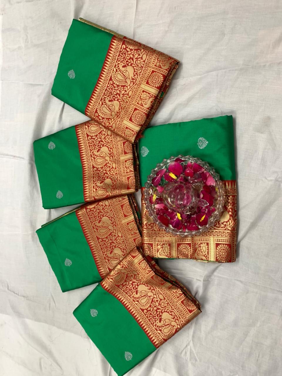 Silk Weaving Jacquard Saree - Multi Colour, Beautiful Weaving Blouse For All Seasons | Traditional Bollywood Style