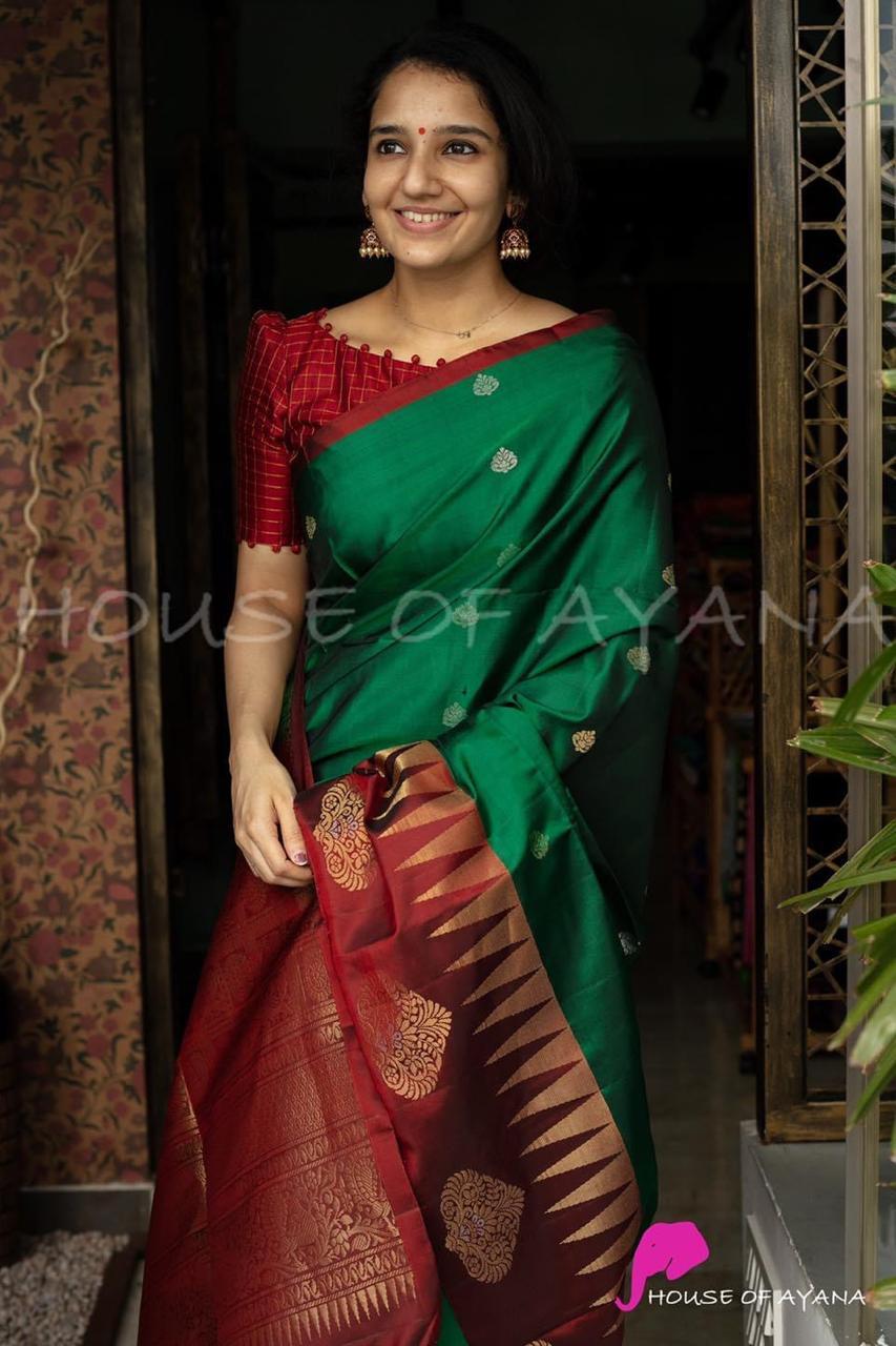 Silk Weaving Jacquard Saree - Multi Colour, Beautiful Weaving Blouse For All Seasons | Traditional Bollywood Style
