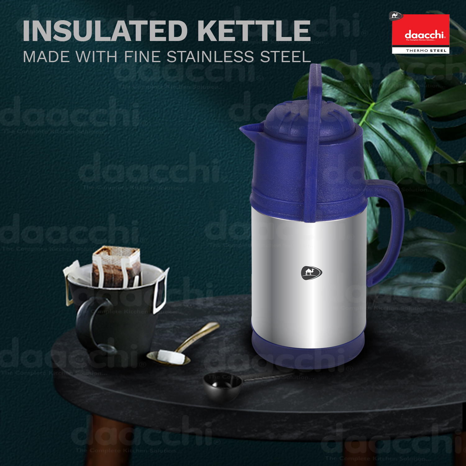 Blue Colored Stainless Steel Insulated Kettle