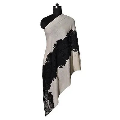 Fine Wool Eye Design Lace Stole