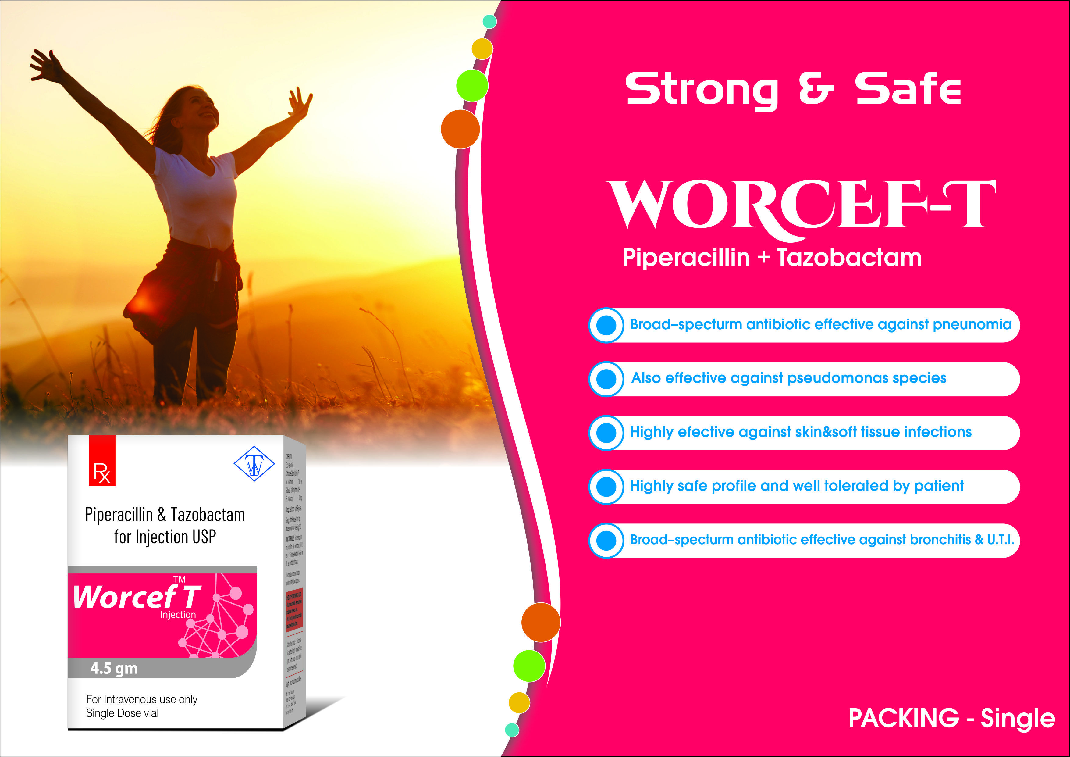 Truworth Worcef T (Piperacillin & Tazobactam Injection ) - Purity: 98%