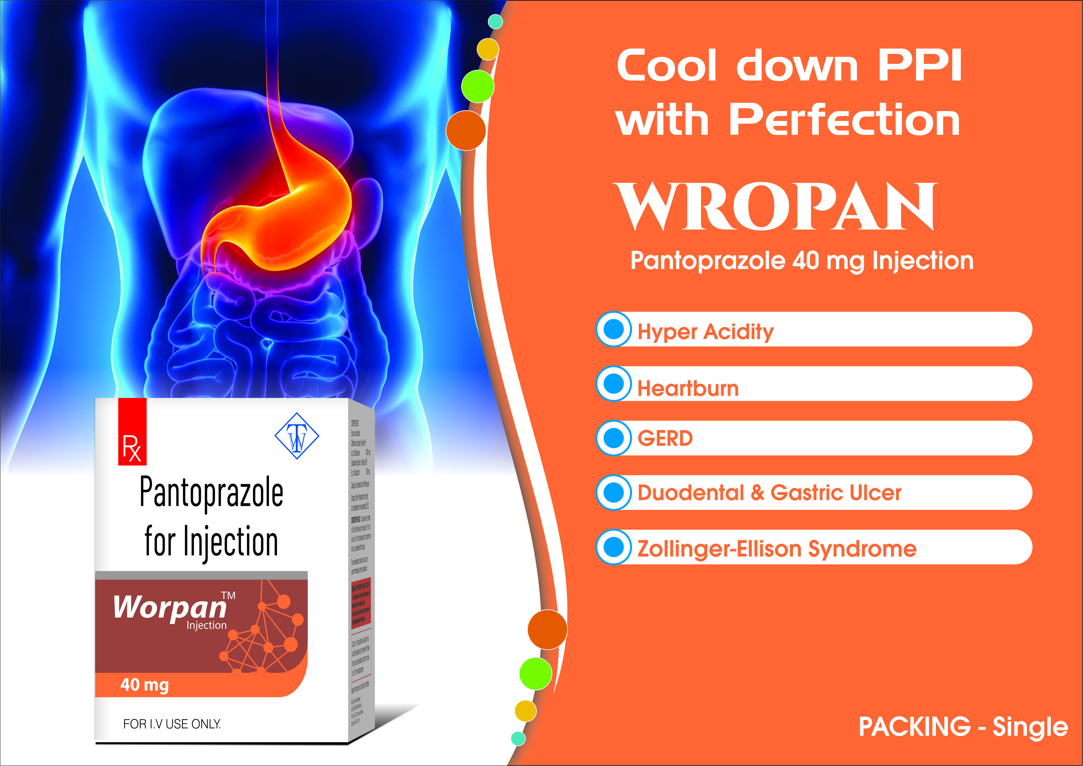 Truworth Worpan 40 (Pantoprazole 40 Mga Injection ) - Purity: 98%