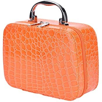 Cosmetic Storage Organizer - Pu Leather, 20 X 8 X 15 Cm | Includes 3 Olive, 3 Orange, 3 Black, 3 Pink, 3 Red, Zipper Top Design