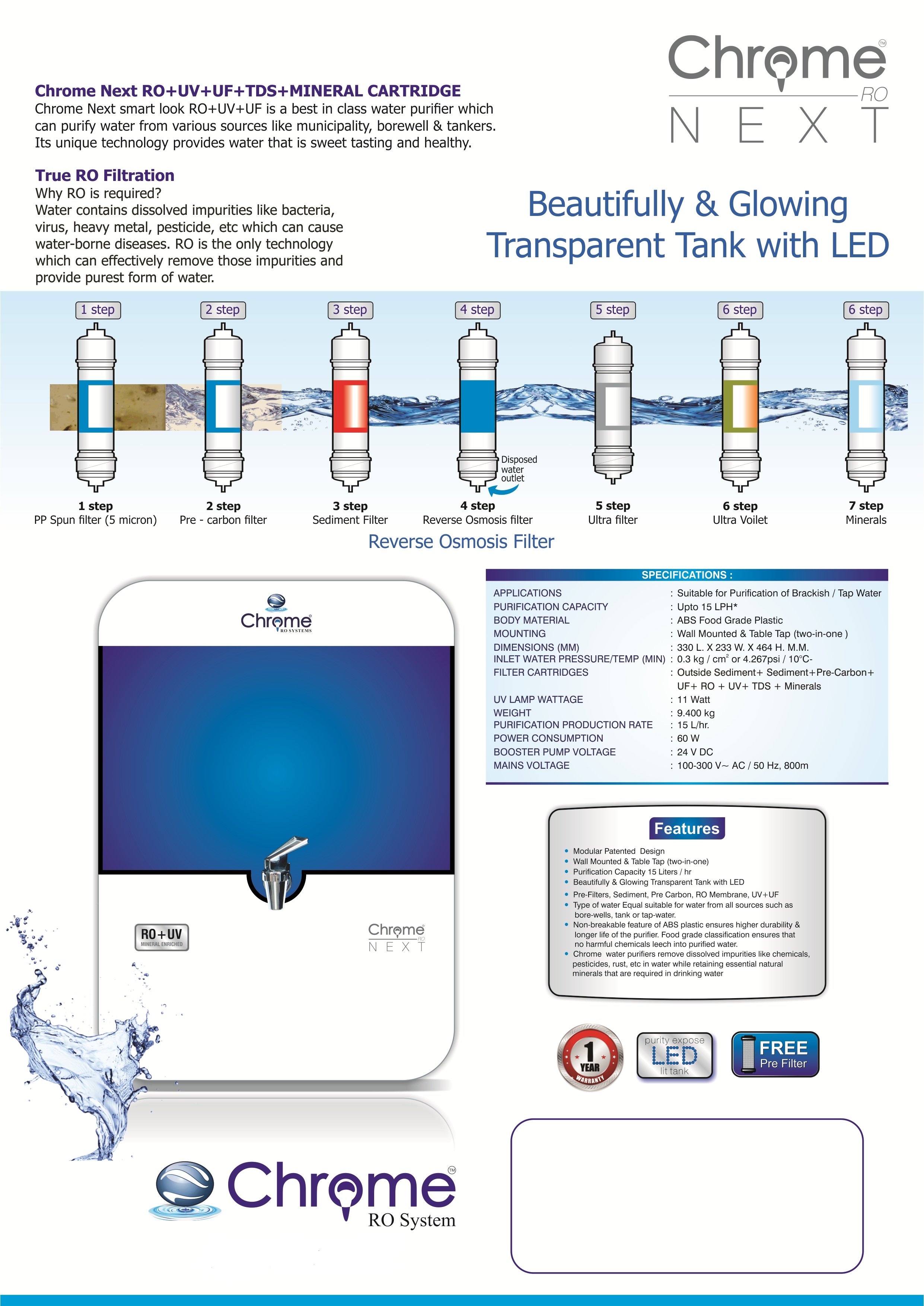 Plastic Chrome Next Water Softener And Purifier