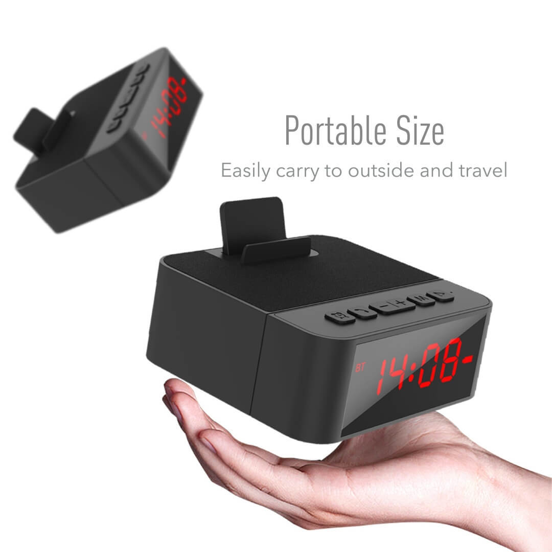 Black Clocky Bluetooth Speaker With Mobile Holder