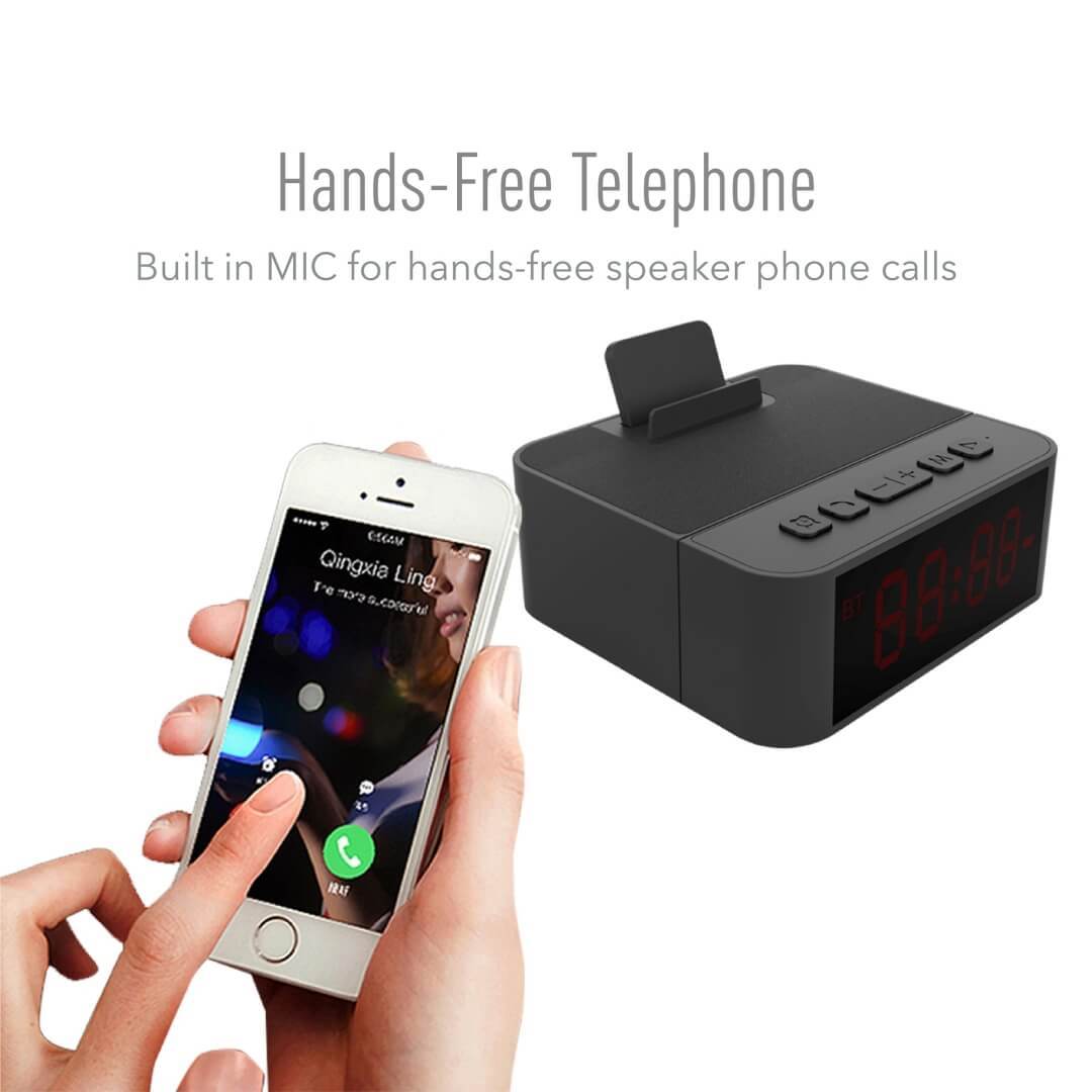 Black Clocky Bluetooth Speaker With Mobile Holder
