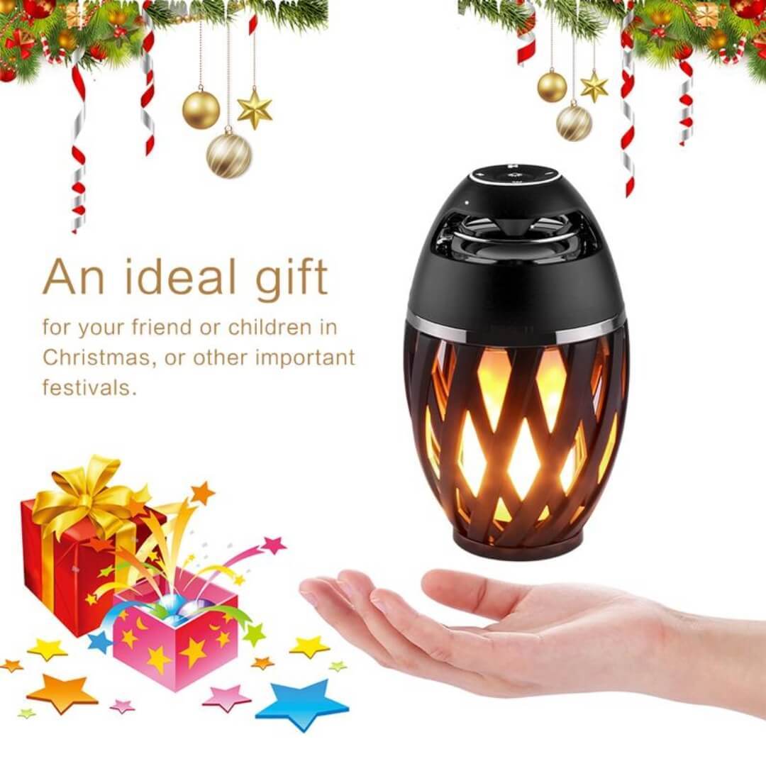 Led Bluetooth Flame Speaker - Plastic, Standard Size, Black | 5w High-power Sound, 360â° Stereo, 10-hour Battery, Adjustable Flame Brightness