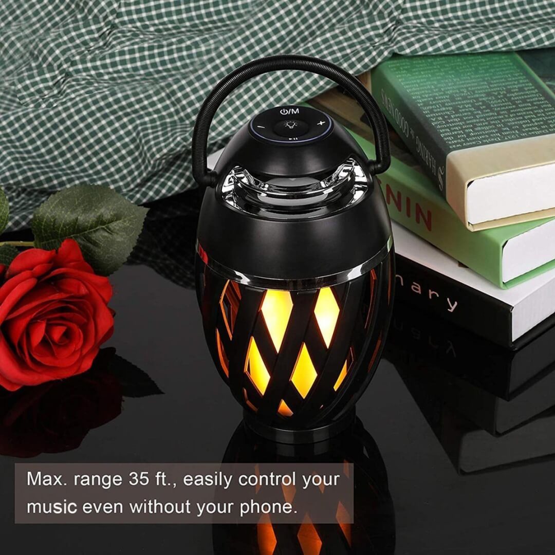 Led Bluetooth Flame Speaker - Plastic, Standard Size, Black | 5w High-power Sound, 360â° Stereo, 10-hour Battery, Adjustable Flame Brightness