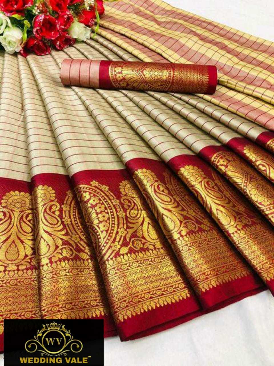 Multi Colour Wv Present New Cotton Silk Saree With Chex Box C