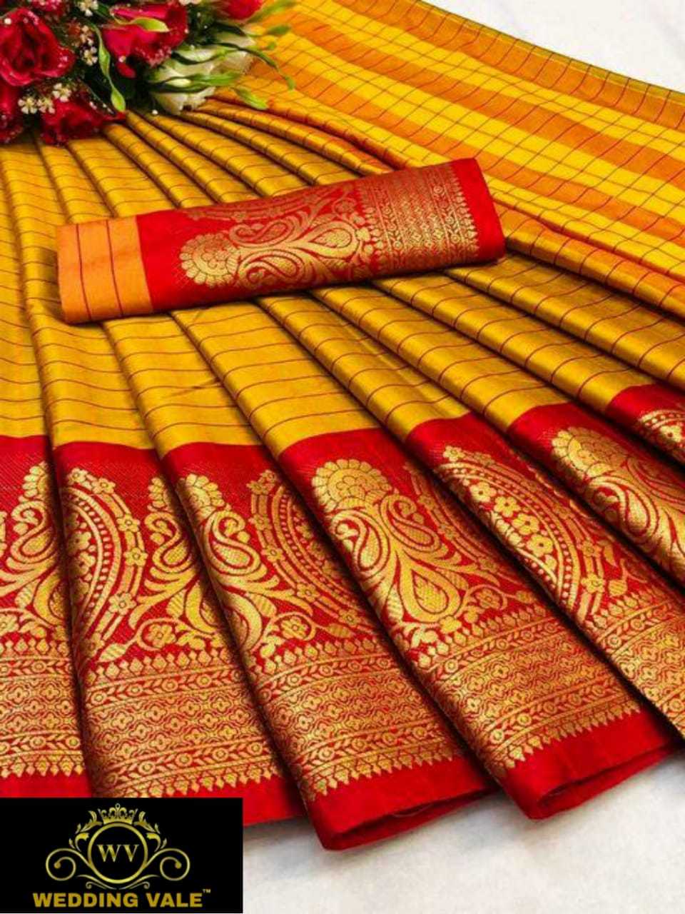 Multi Colour Wv Present New Cotton Silk Saree With Chex Box C