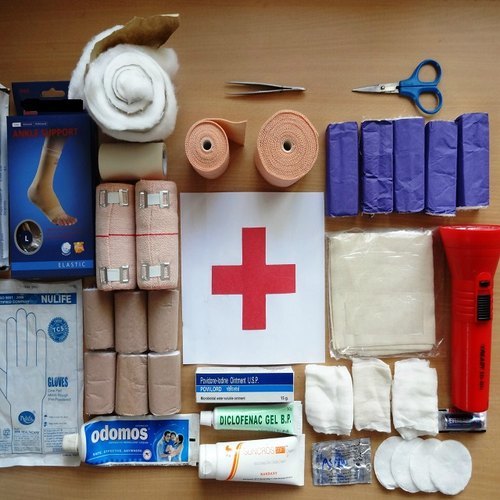 First Aid Kit - Plastic Material, Box Packed, White Color, Includes 10 Essential Supplies For Home & Travel, Organized & Portable