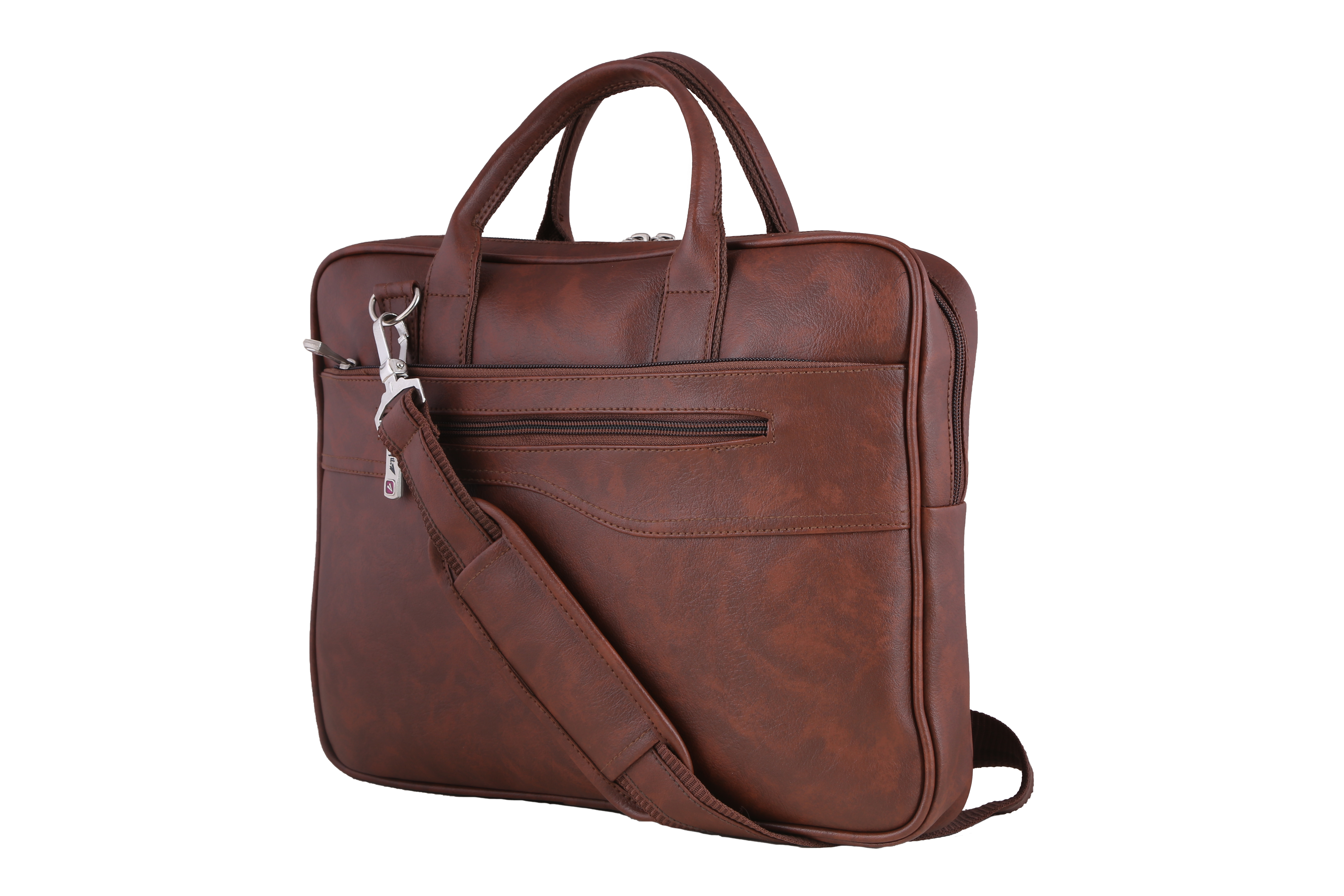 Leatherette Laptop Bag - Leather Material, 15x11x3 Inches, Tan Color | Classic Vintage Style, Fits 15-inch Devices, Neatly Organized