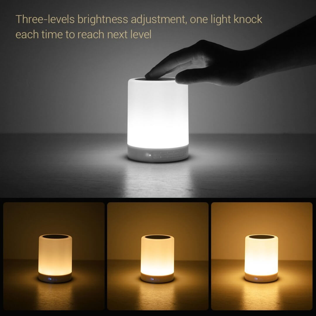 Led Bluetooth Touch Lamp Speaker - Abs Plastic, Standard Size, White | Color Changing Mood Light, 3w Wireless Speaker, Hands-free Calling