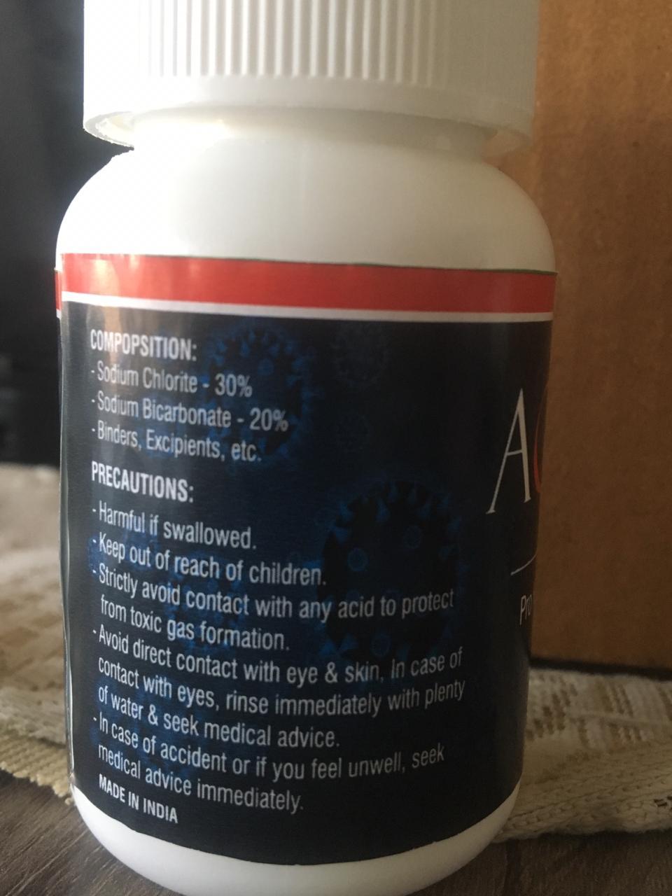 Disinfection Tablet - 1000 Mg | Who Approved, Fda Recommended, Coa Available, Iso9001:2015, Sodium Chlorite 30%, Sodium Bicarbonate 20%, For Multi-surface Hygiene
