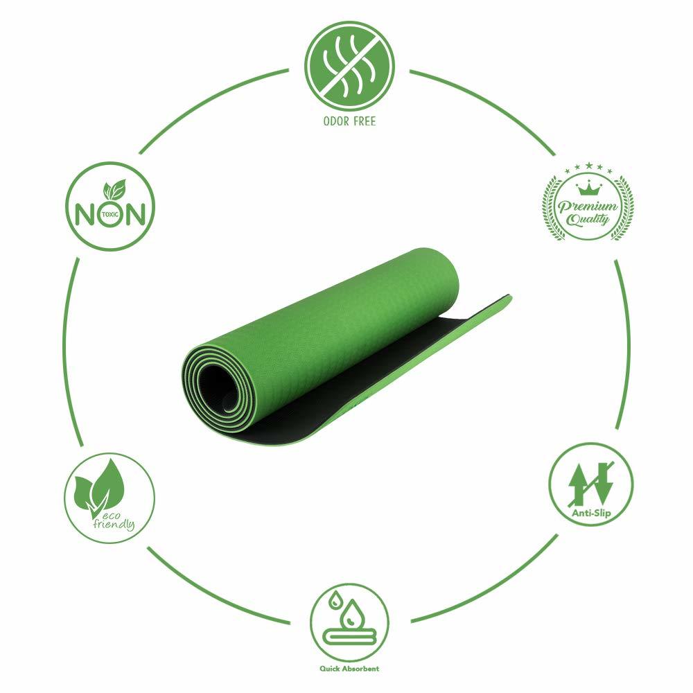 Yoga Mat - Adjustable, Manual Operation | Green And Black Color, Designed For Strength Gains And Weight Management, Warranty Included