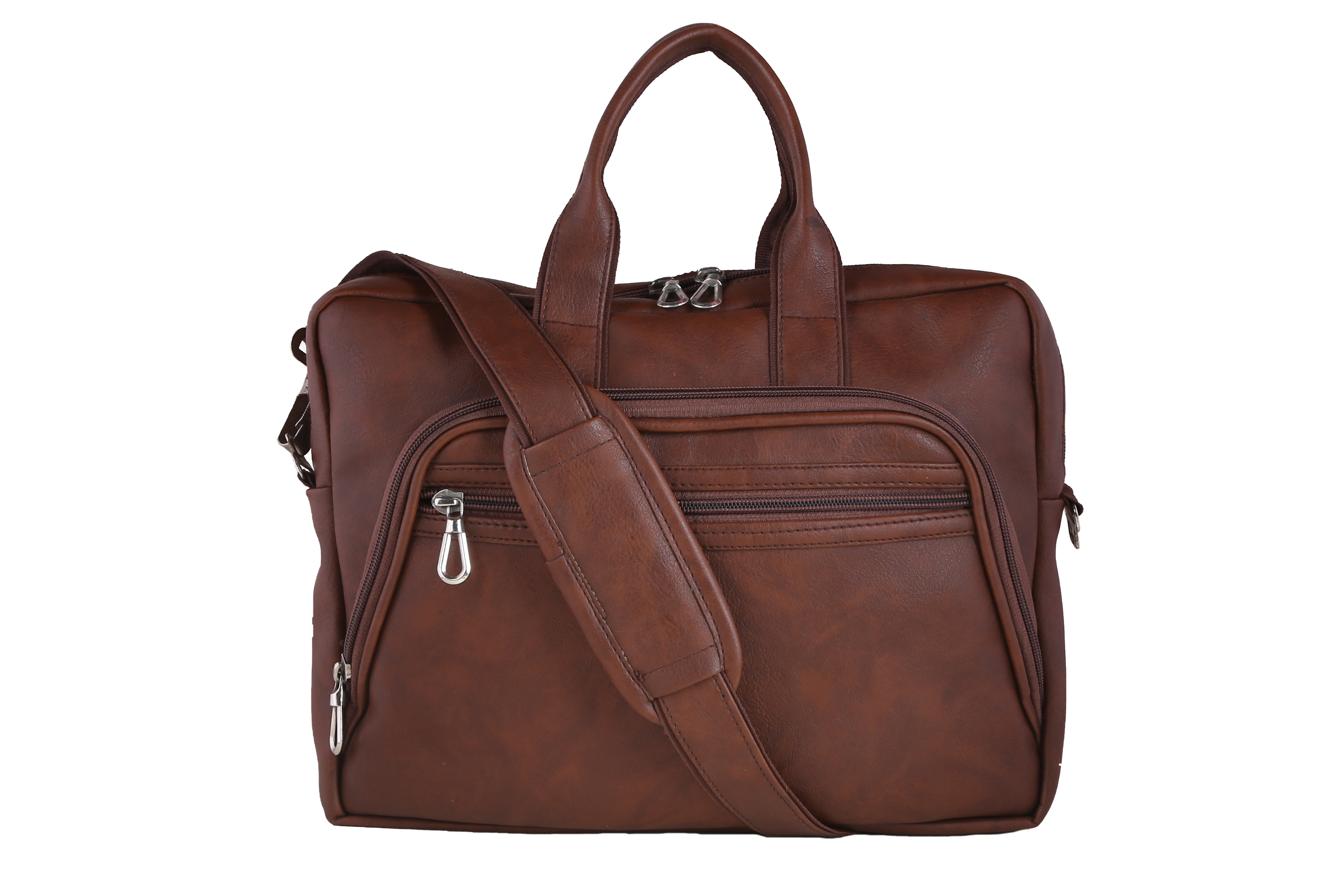 Messenger Laptop Bag - Leather, 15x11x3.5 Inch, Brown | Capacity: 5 Liters/day, Solid Design, Zip Closure, Lightweight At 500 Grams