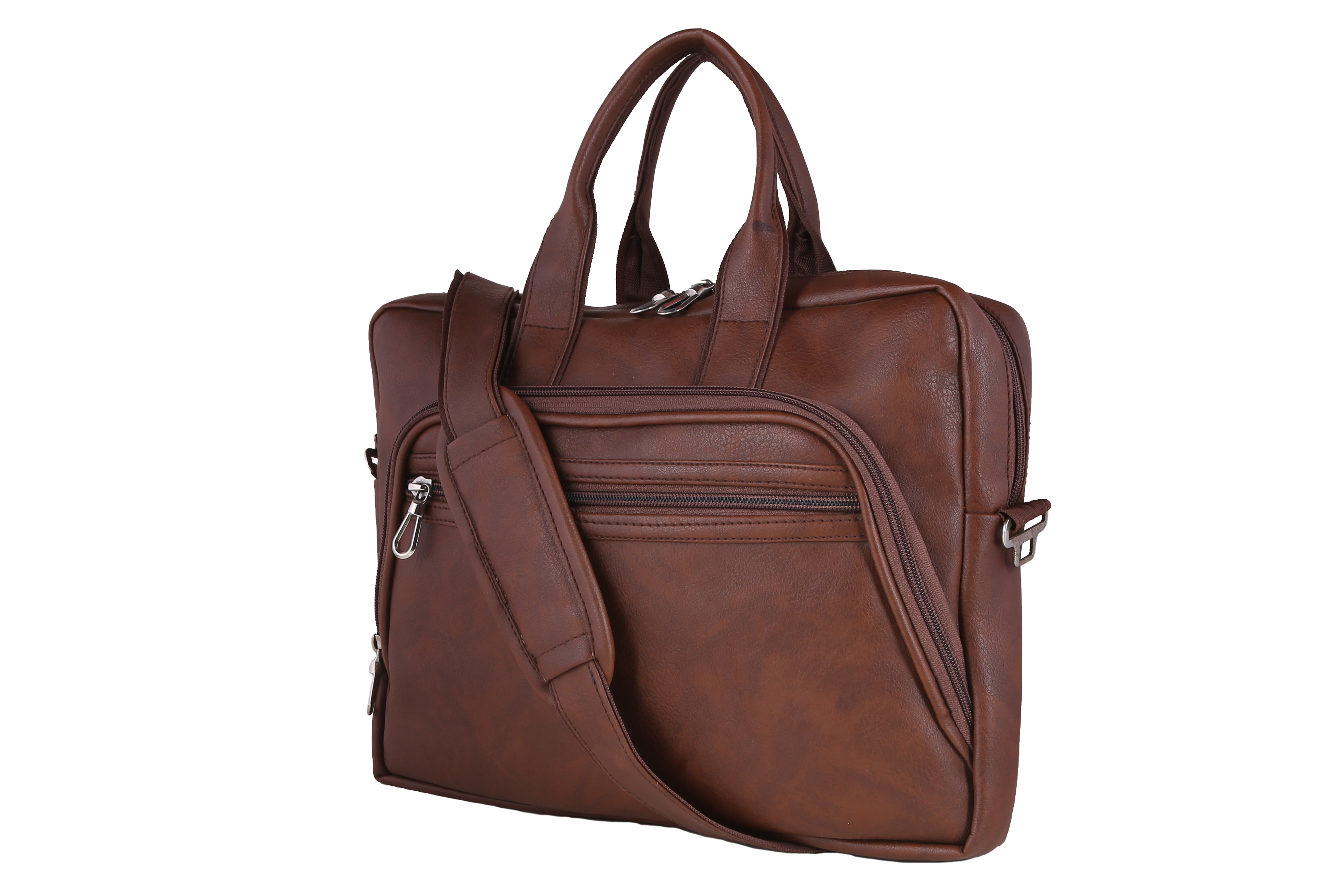 Messenger Laptop Bag - Leather, 15x11x3.5 Inch, Brown | Capacity: 5 Liters/day, Solid Design, Zip Closure, Lightweight At 500 Grams