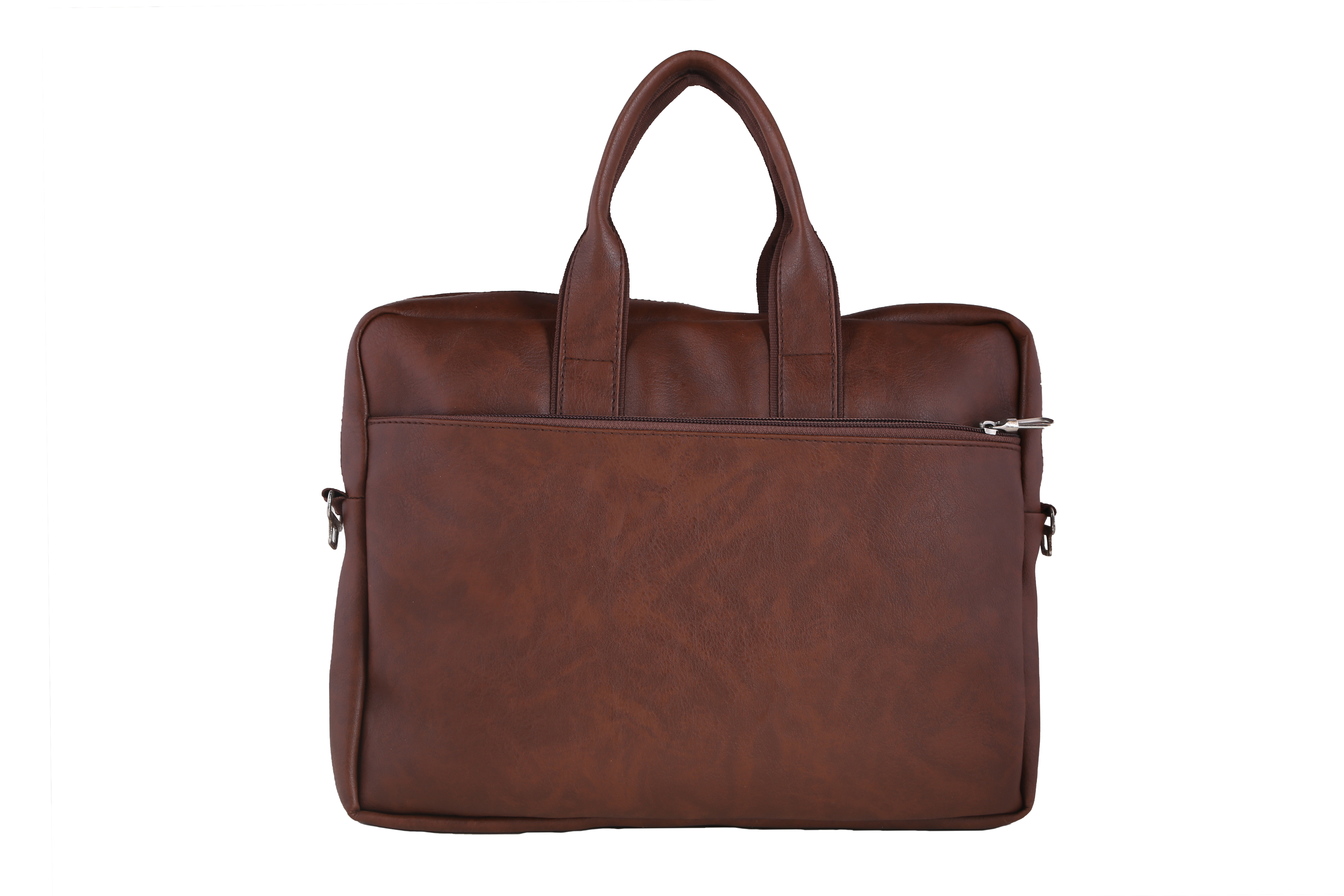 Messenger Laptop Bag - Leather, 15x11x3.5 Inch, Brown | Capacity: 5 Liters/day, Solid Design, Zip Closure, Lightweight At 500 Grams