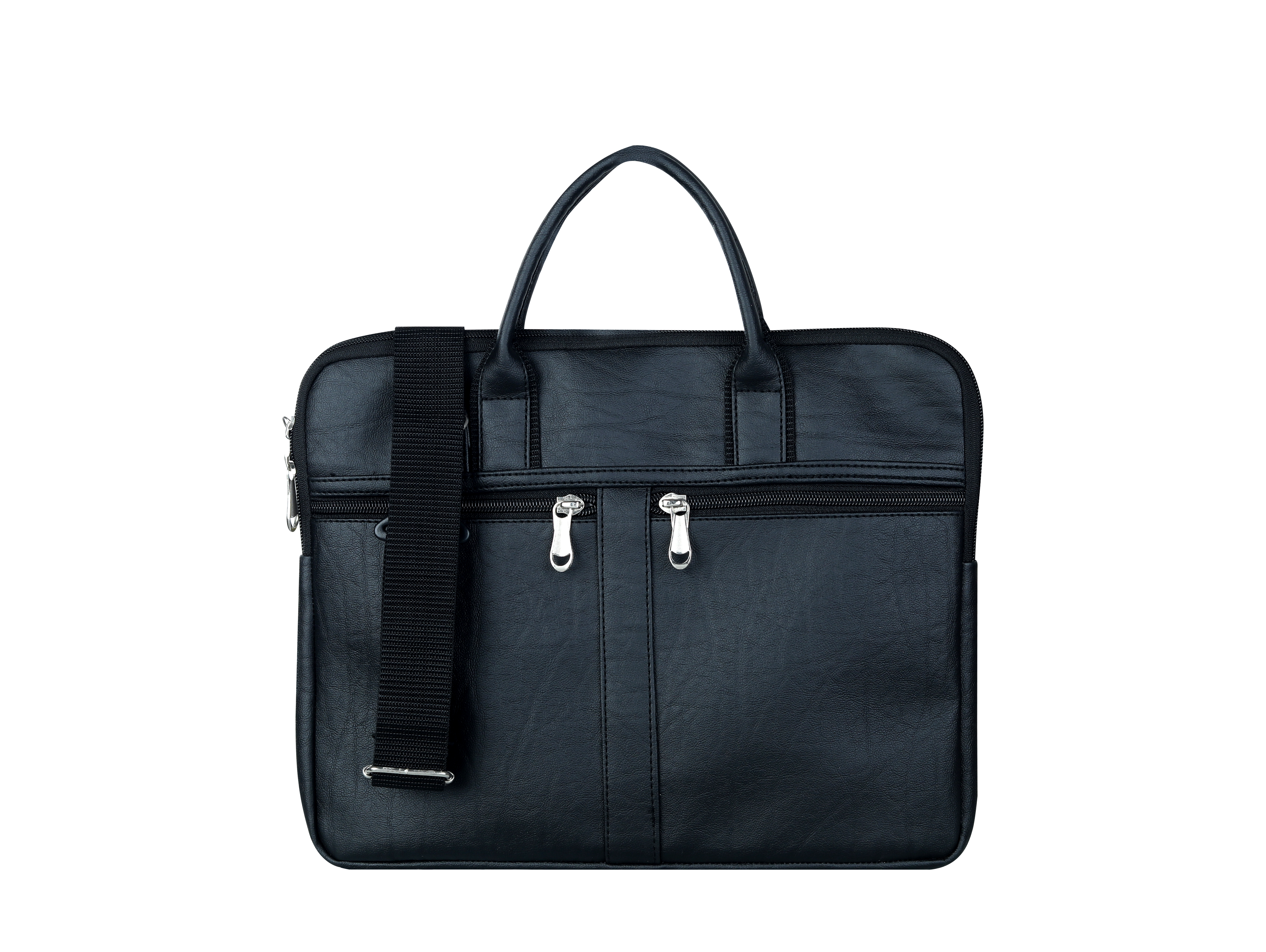 Laptop Bag - Leather, 14x9x2.5 Inches | Black And Tan, Water-resistant Hard Shell, Soft Cushioned Interior, Multiple Pocket Slots