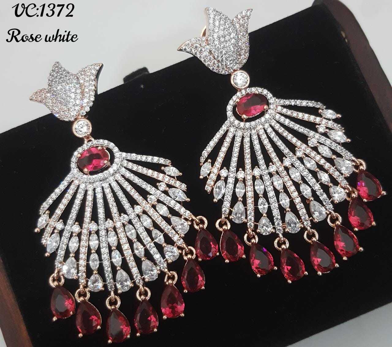 Fancy Rose White Ad Earrings Excellent