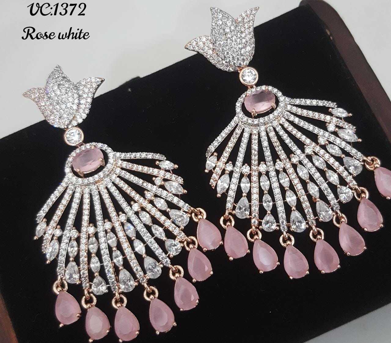 Fancy Rose White Ad Earrings Excellent
