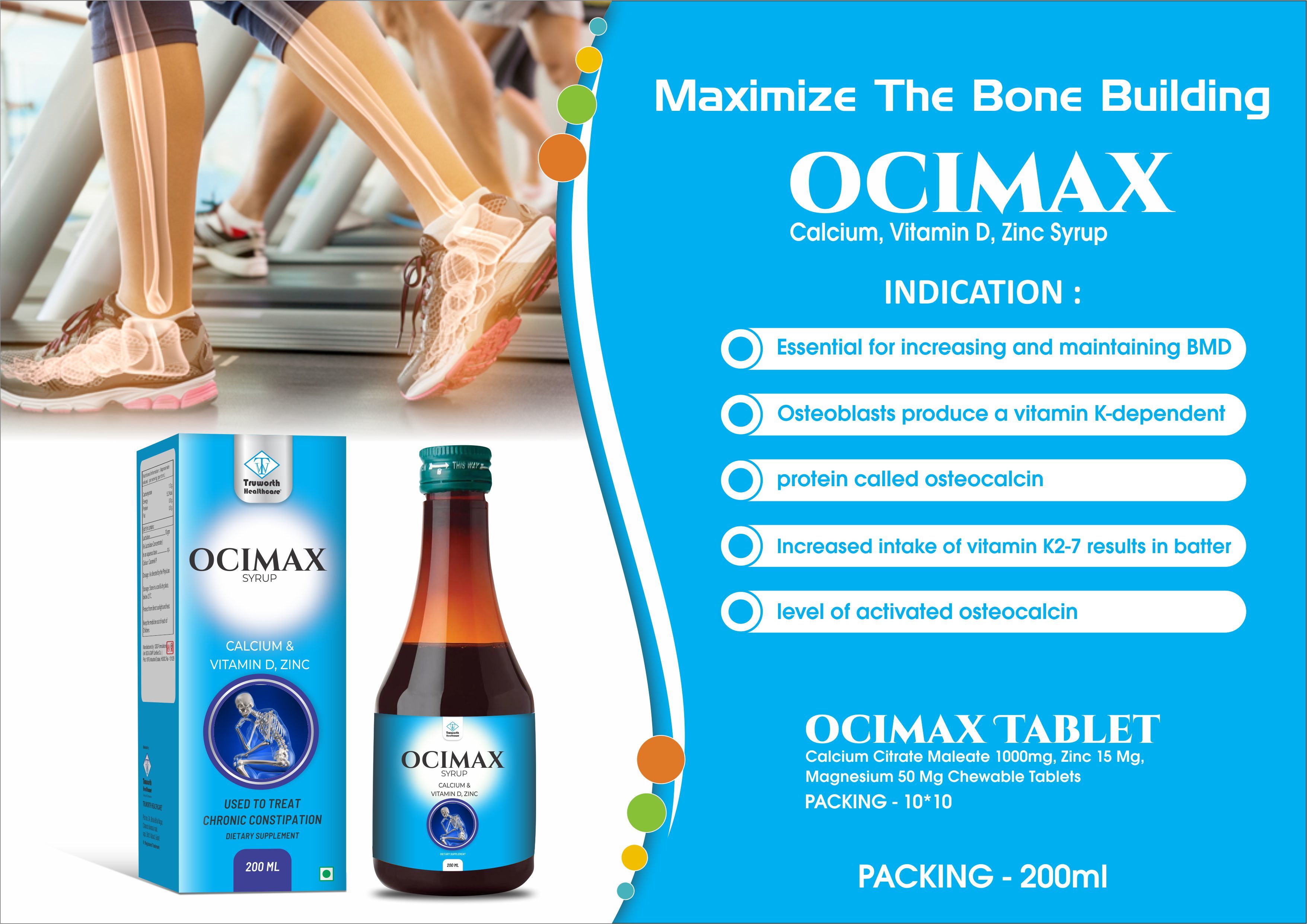 Truworth Ocimax Tablet (Calcium Citrate Maleate , Zinc & Magnesium Tablets ) - Cas No: 1314-13-2