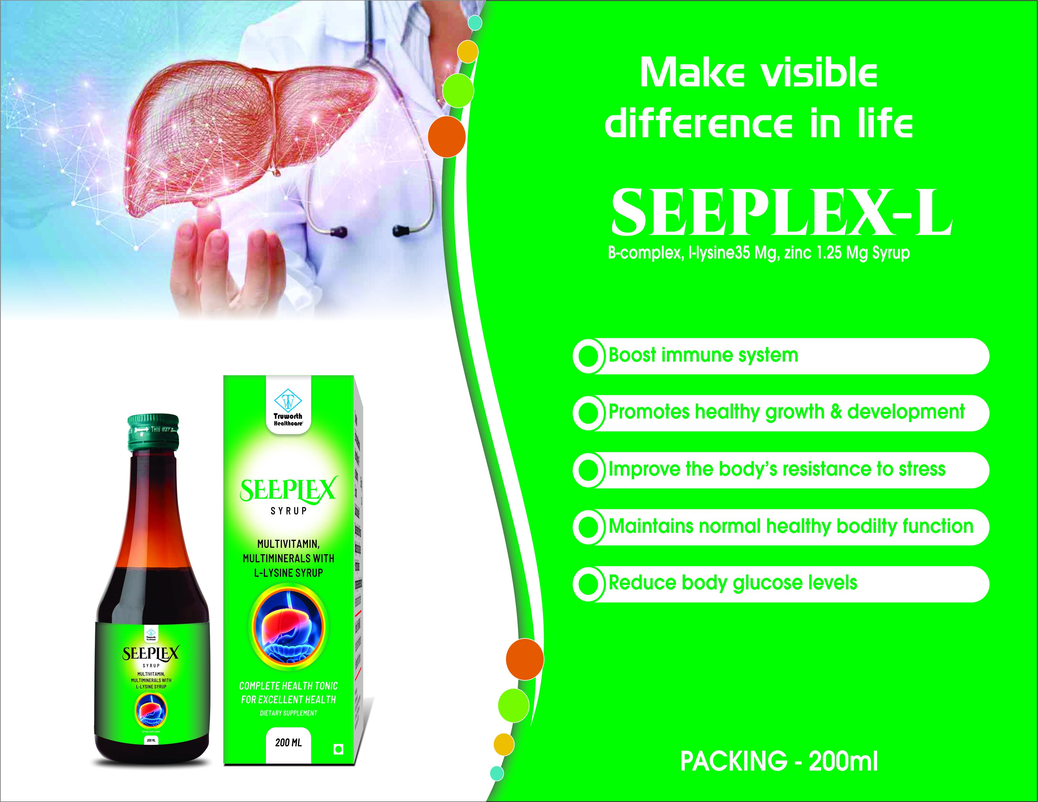 Truworth Seeplex L Multivitamin Syrup - Age Group: For Adults