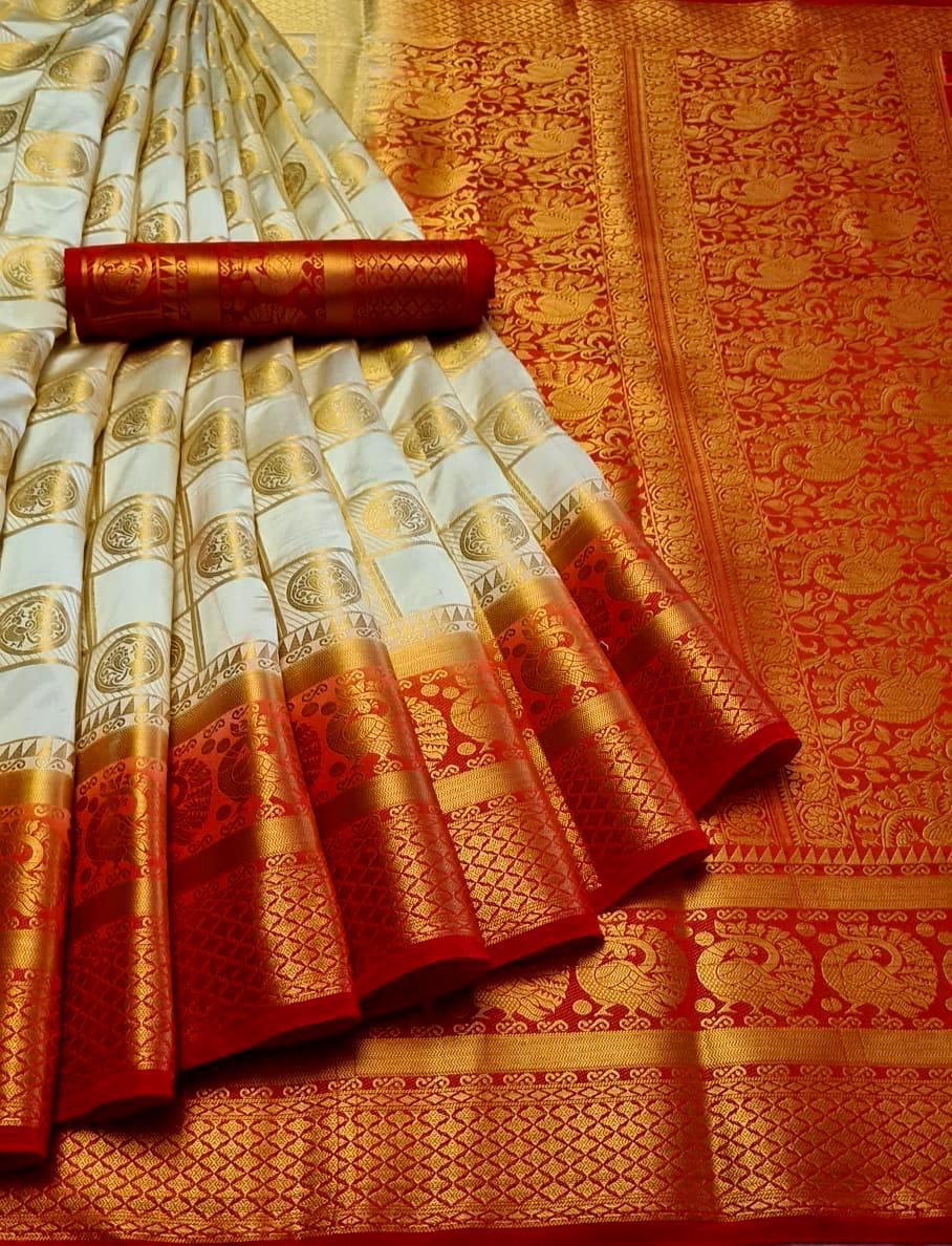 Multi Colour Banarasi Moor Chex Saree