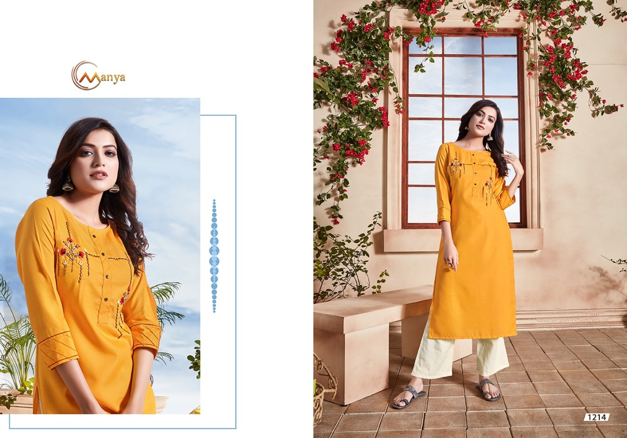 Classic Cotton Kurti - Cotton Slubby With Hand Embroidery, Sizes M(38) To 3xl(46), Quick Dry, Washable, 3-4th Sleeve Style, Embroidered Pattern, Customized Logo