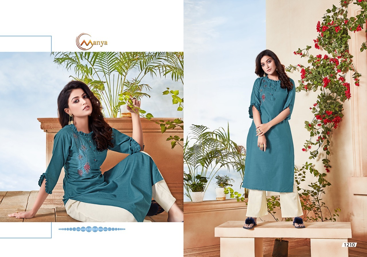 Classic Cotton Kurti - Cotton Slubby With Hand Embroidery, Sizes M(38) To 3xl(46), Quick Dry, Washable, 3-4th Sleeve Style, Embroidered Pattern, Customized Logo