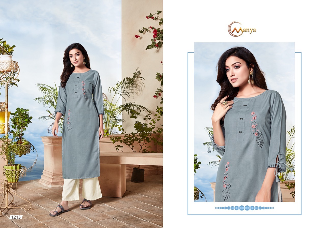 Classic Cotton Kurti - Cotton Slubby With Hand Embroidery, Sizes M(38) To 3xl(46), Quick Dry, Washable, 3-4th Sleeve Style, Embroidered Pattern, Customized Logo