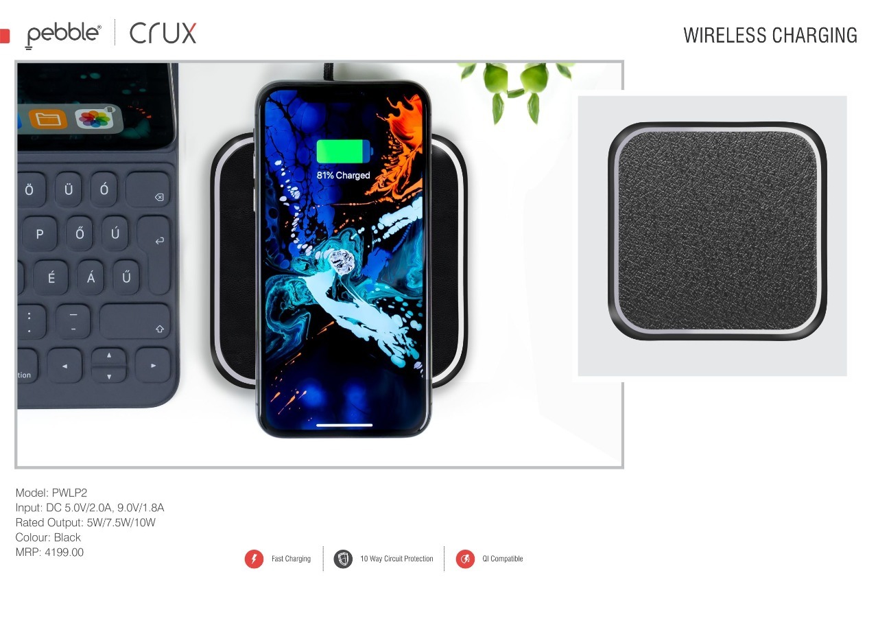 Wireless Charger Pad - 10w Fast Charging With 10 Way Circuit Protection | Black, Qi Compatible, Automatic Temperature Control, 6 Months Replacement Guarantee