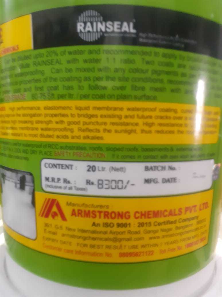 Waterproofing Product - Acrylic Elastomeric Liquid Coating, White Color, Self-cured Membrane, Resistant To Water And Weather, Ideal For Roofs And Walls