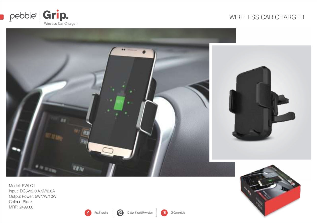 Black Wireless Car Charger And Phone Holder
