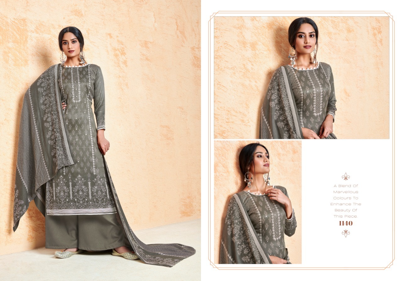 Ruhi Pashmina Suit Set - Pure Pashmina Discharge Print With Mirror Work, Washable Fabric For All Seasons