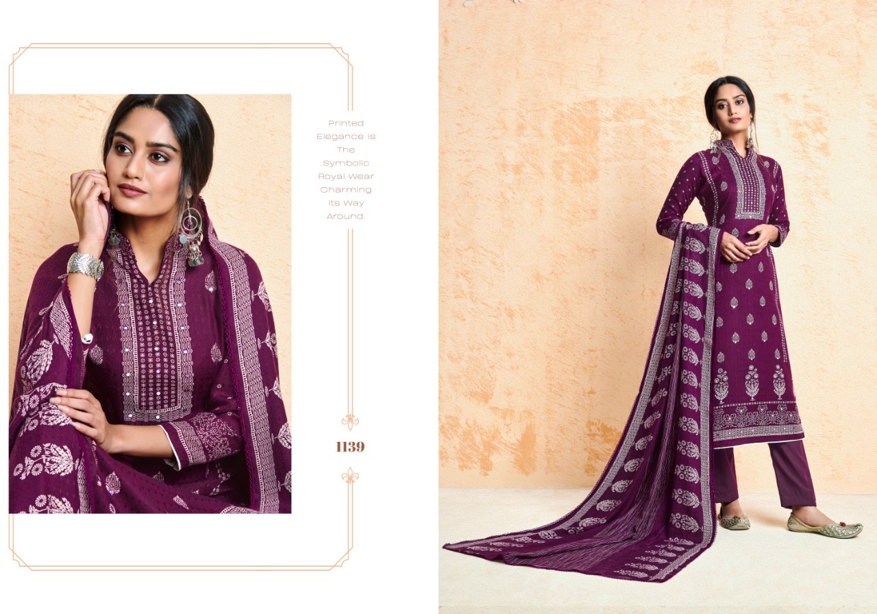 Ruhi Pashmina Suit Set - Pure Pashmina Discharge Print With Mirror Work, Washable Fabric For All Seasons