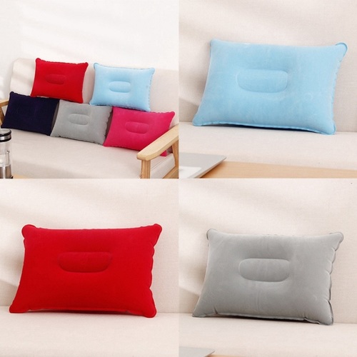 Inflatable Air Pillow (Random Color) - PVC Material, 34.1x22.4x4 Cm Dimensions, 50 gms Weight | Ideal for Travel and Relaxation