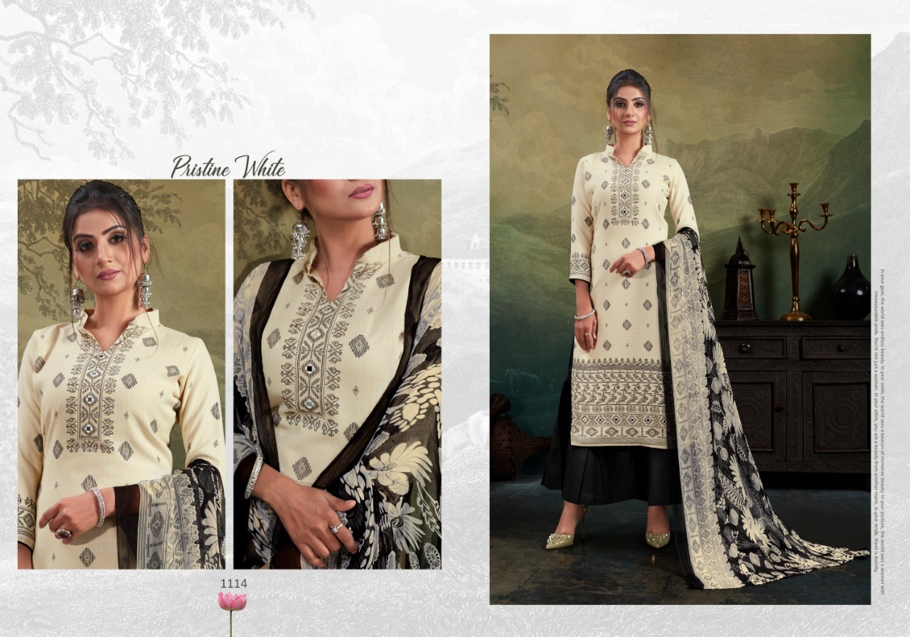 Ragini Pashmina Printed Suits - Pure Pashmina With Mirror Work, Pure Bemberg Dupatta | Washable, Suitable For All Seasons