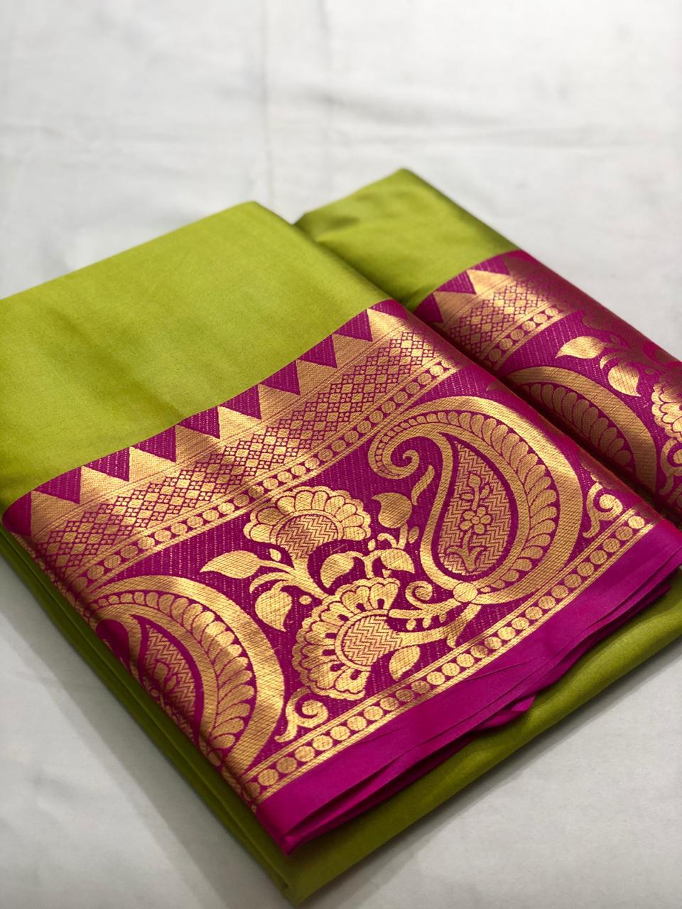 Multi Colour Pure Mercerised Cotton Silk In Exclusive Border Design!!
