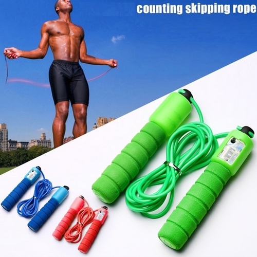 Professional Counting Skipping Rope - Pvc + Foam, 8 Feet Length X 0.12 Inch Width, Random Color | Fitness Equipment With Fat Composition Monitor