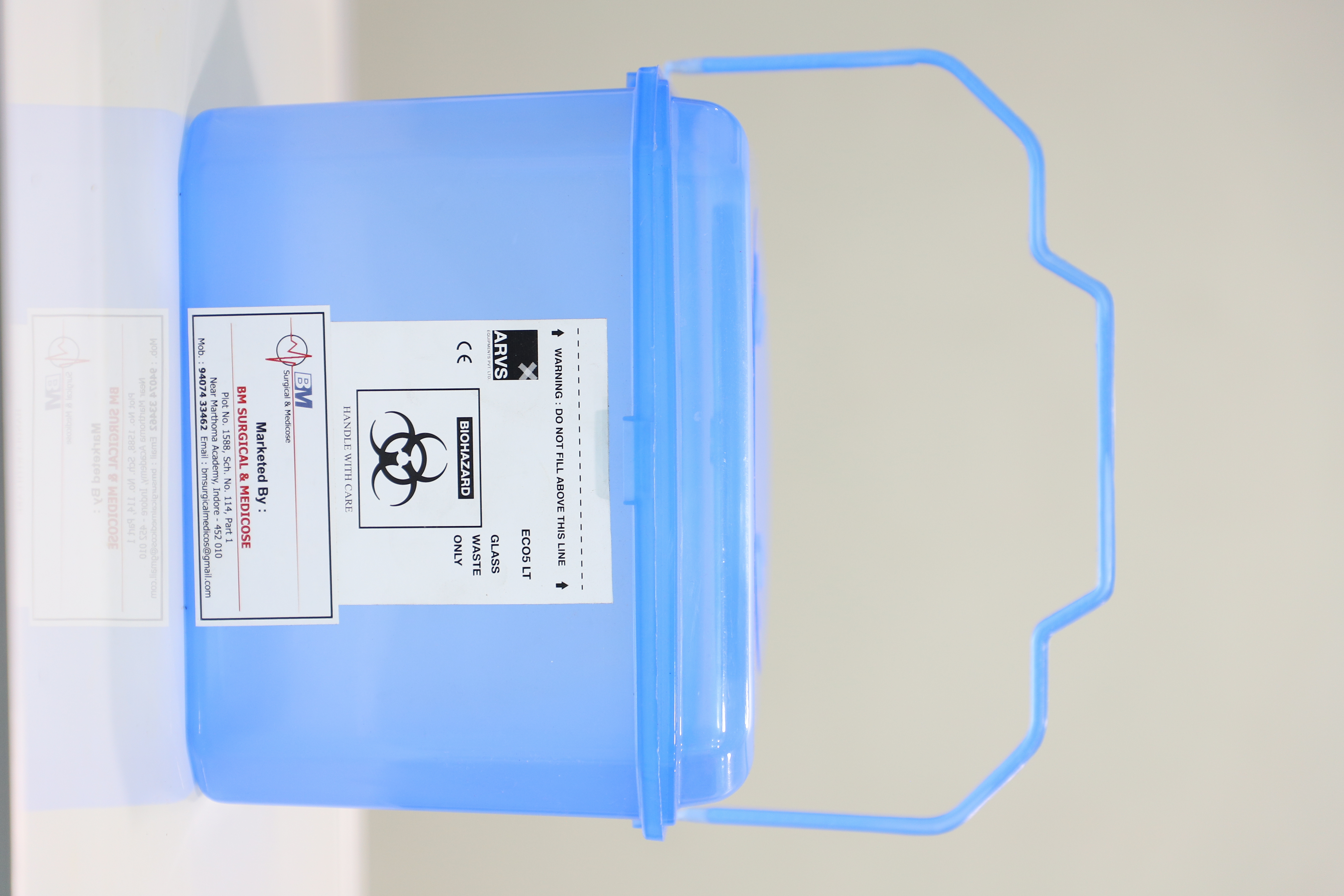 Medical Waste Sharp Container - Hdpe Plastic, 15x12 Inches, Transparent | Puncture Resistant, Hermetic Closure, Manual Operation, Portable