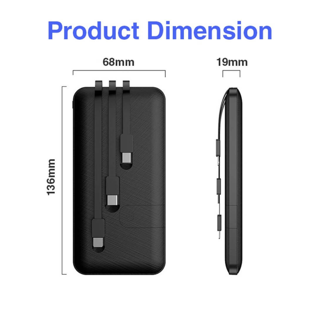 3 In 1 Built In Cable With Mobile Stand 10000mah Power Bank