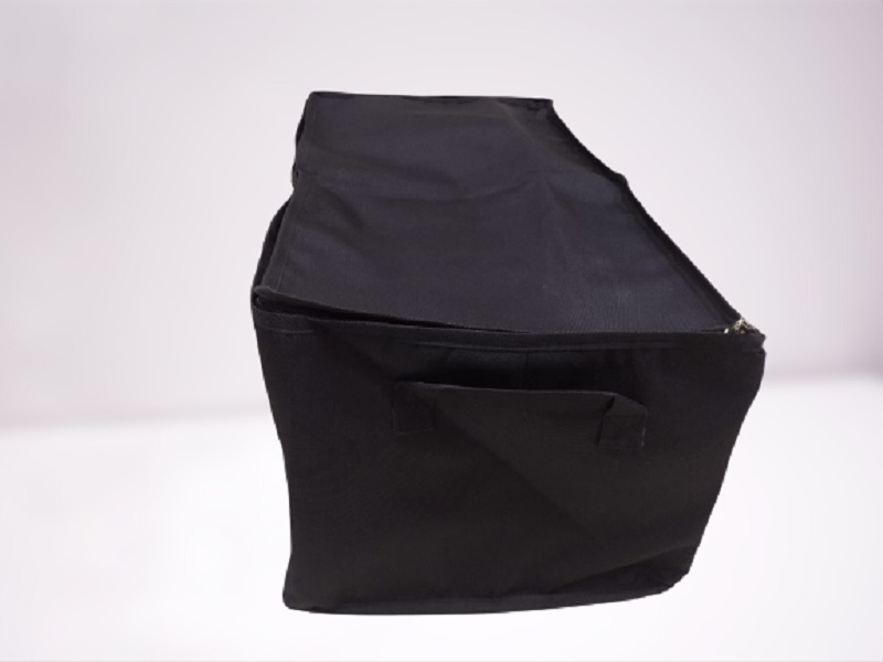 Partition Folding Storage Organizer - Canvas, 61 X 30.5 X 34 Cm, Black | Heavy Quality, 3 Partition, Zipper Top, Customizable Design And Size