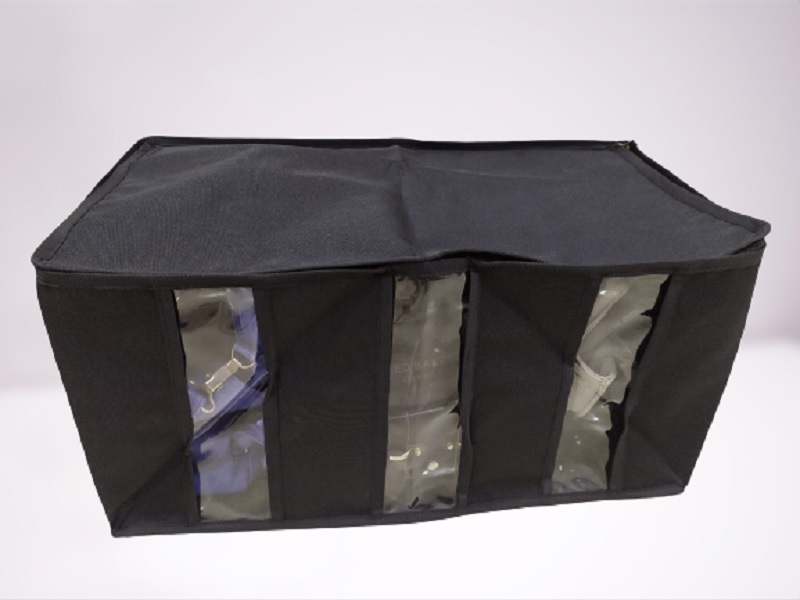 Partition Folding Storage Organizer - Canvas, 61 X 30.5 X 34 Cm, Black | Heavy Quality, 3 Partition, Zipper Top, Customizable Design And Size