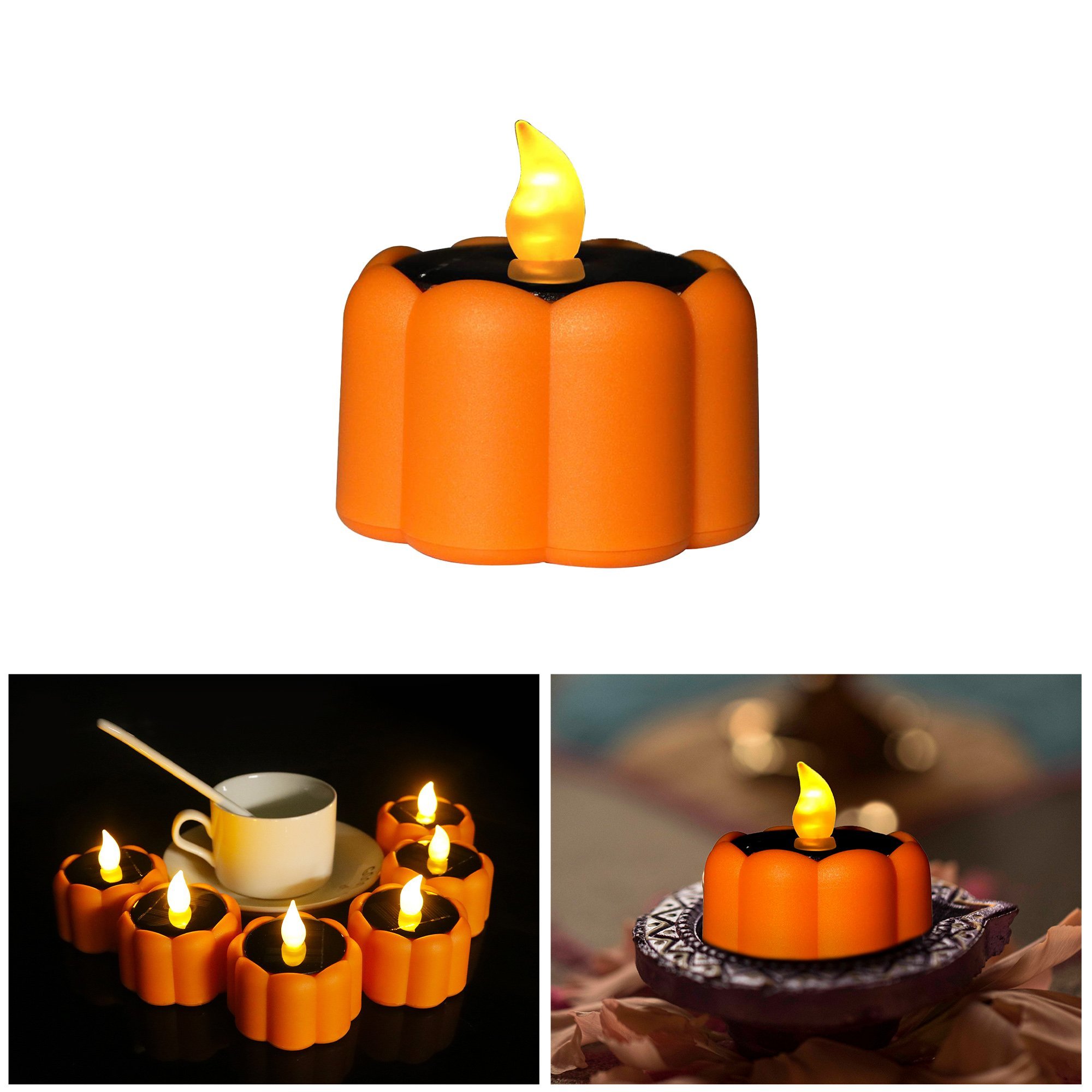 Yellow Garden Decorative Outdoor Led Flower Tea Diwali Diya Waterproof Lamps
