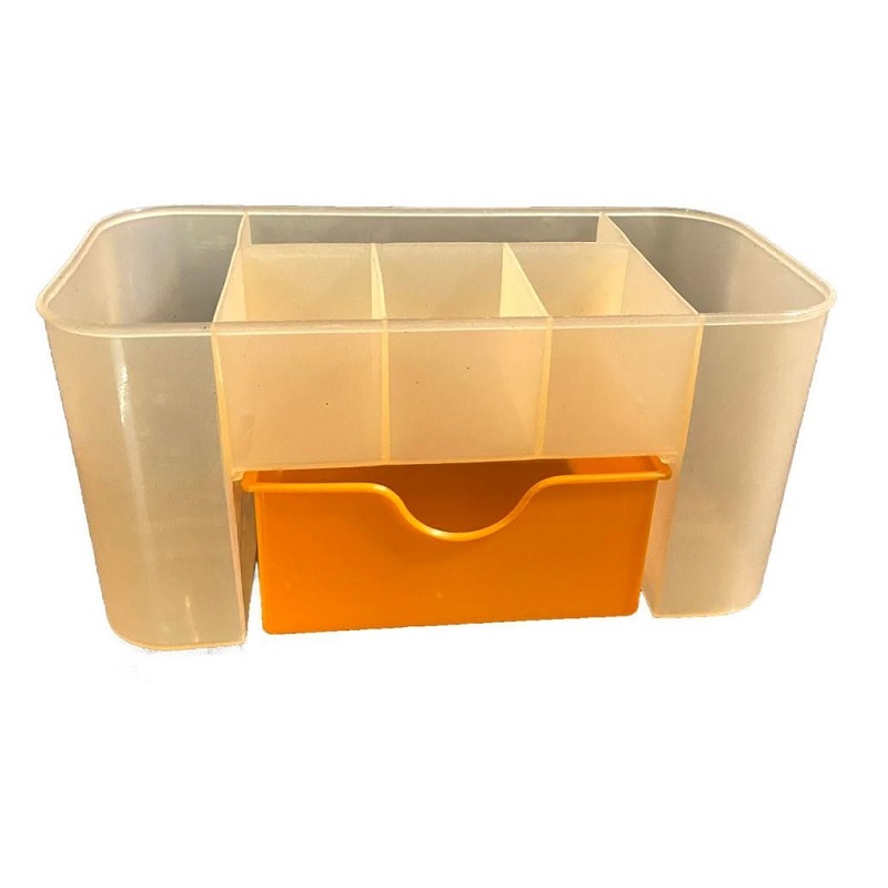 Desktop Storage Organizer - Plastic, 21 X 10.5 X 10 Cm Dimensions | Features Random Shade, Drawer For Enhanced Organization