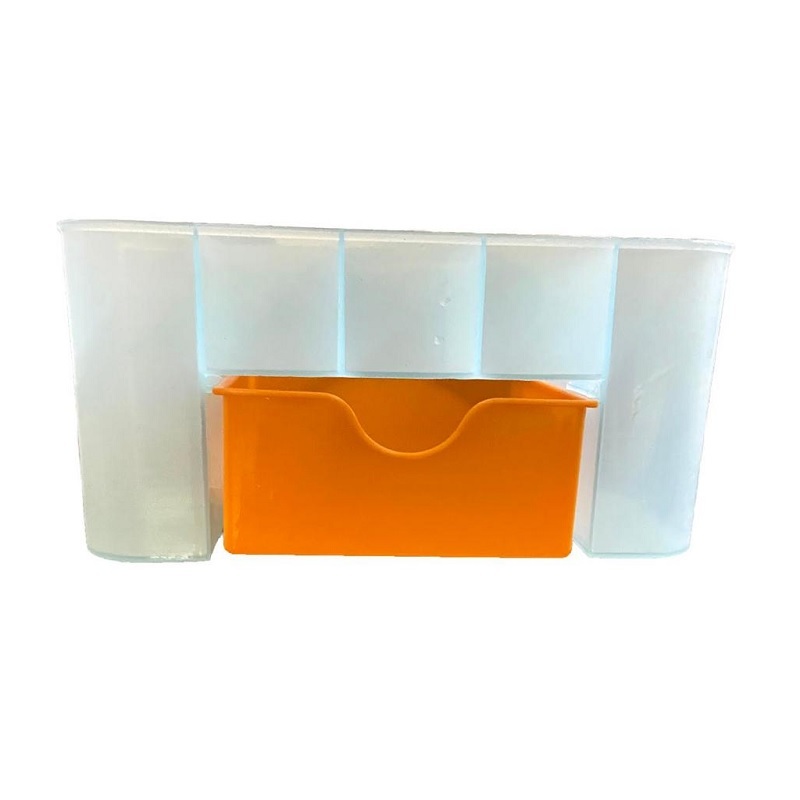 Partition Desktop Storage Organizer - Plastic, 21 X 10.5 X 10 Cm | Pearl Finish, Compact Design With Drawer For Efficient Desktop Organization