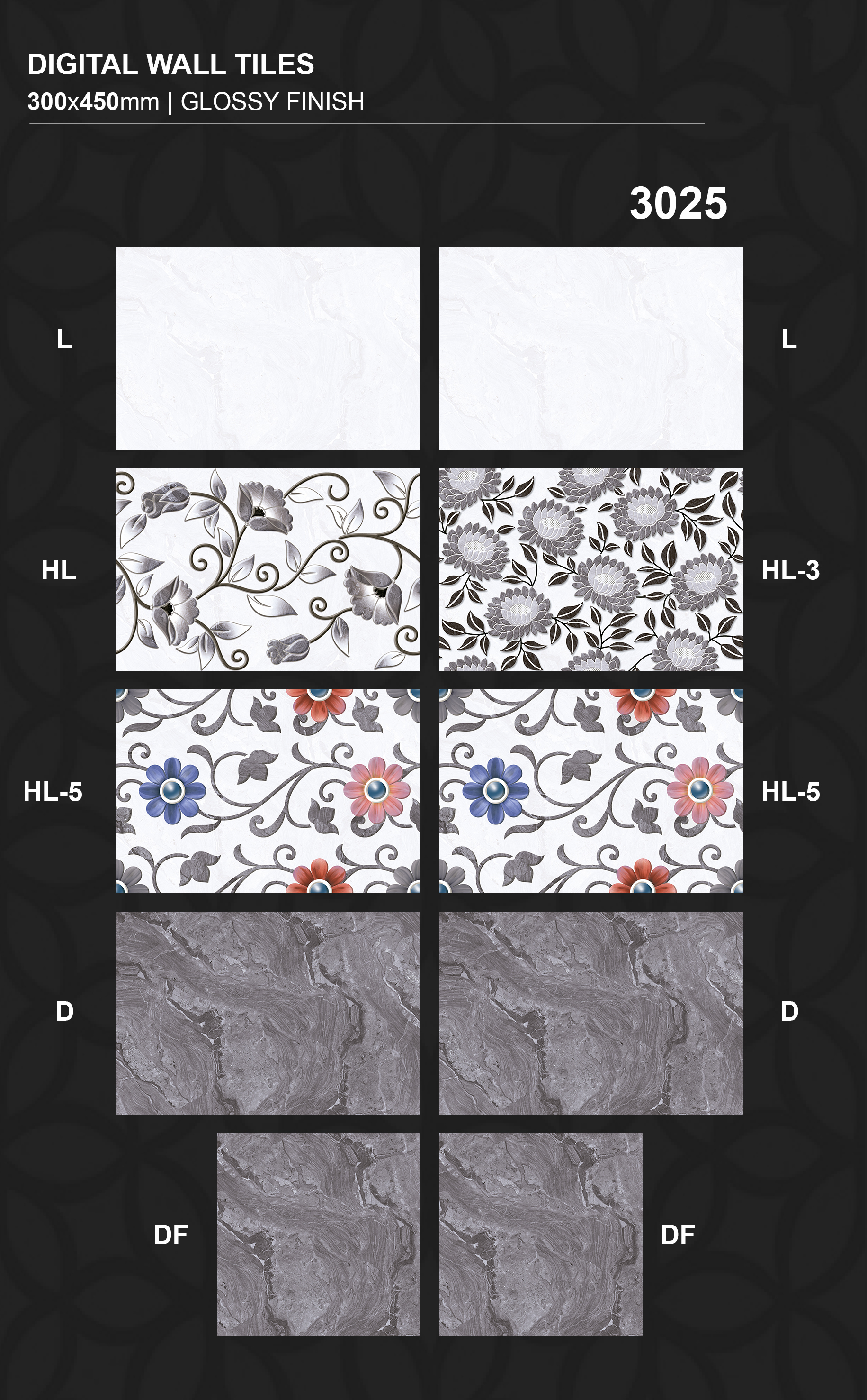Any Color Glossy Finished 300x450mm Wall Tiles