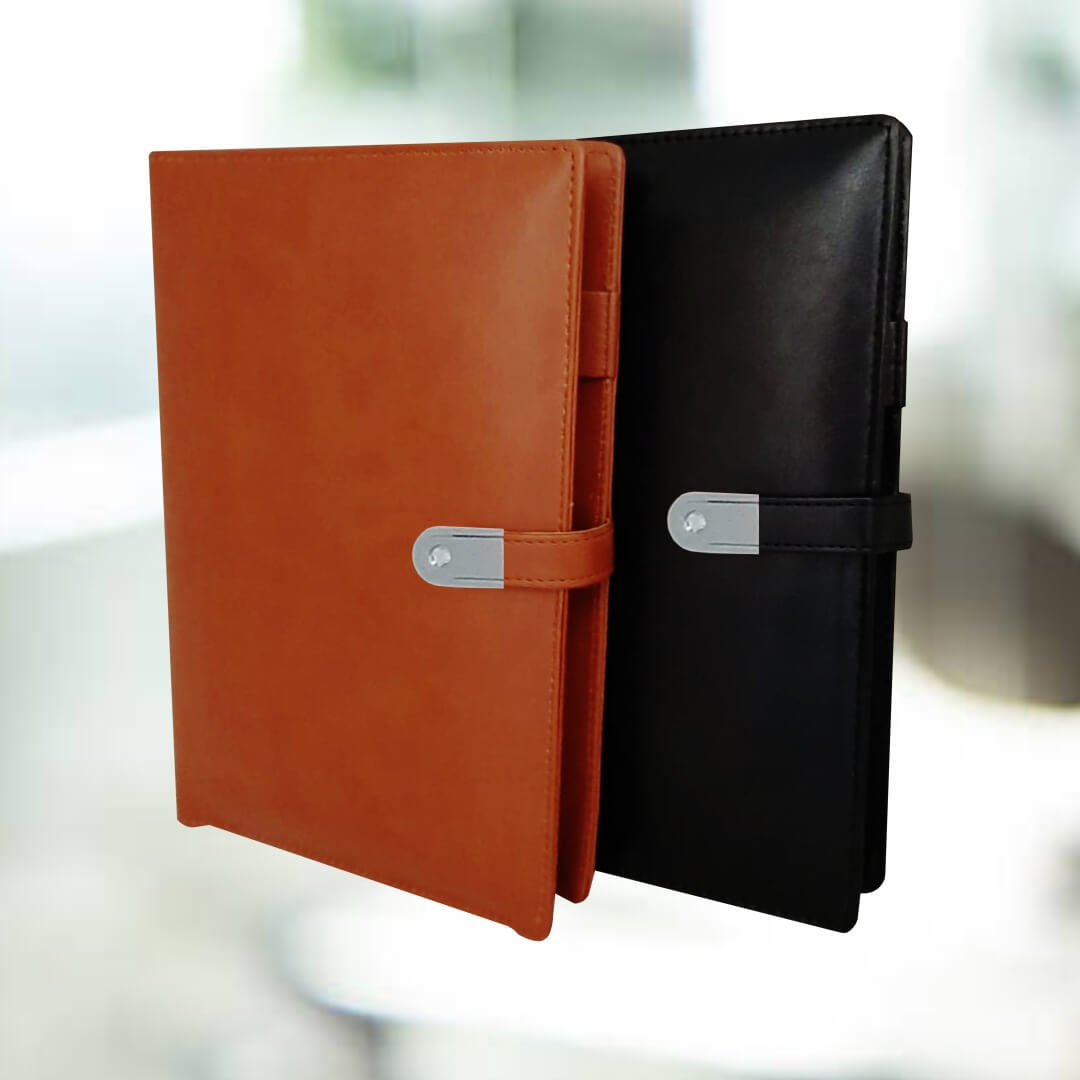 Premium Pu Leather A5 Business Portfolio - 5000mah Power Bank, 16gb Pen Drive & Dual Charging Cables, Sleek Organizer With Card Slots & Pen Hook
