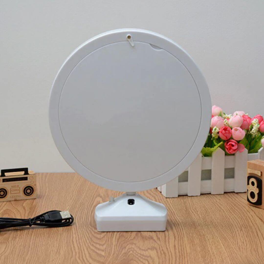 Magic Mirror Photo Frame - Abs Plastic, 20cm Diameter X 25cm Height, White | Led Light For Enhanced Visibility, 360â° Flexible Hose, Usb Power Option